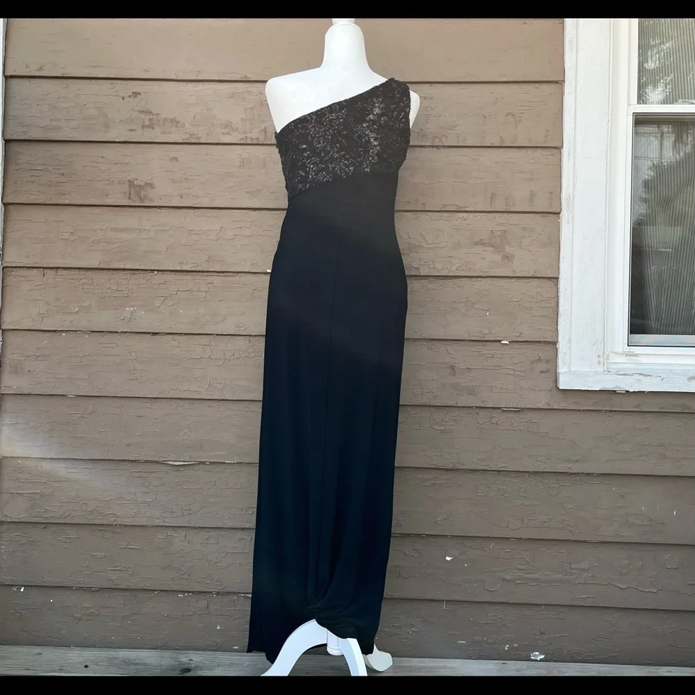 HP! NWT! Ralph Lauren Evening One Shoulder Sequin Bodice Jersey Gown - Picture 8 of 9